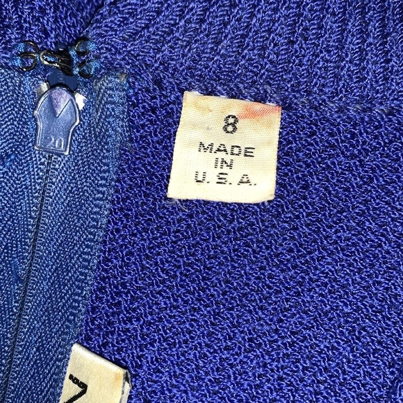 Vintage Gorgeous Knitted V-Neck Authentic St John by Marie Gray Dress Royal Blue - Picture 6 of 12